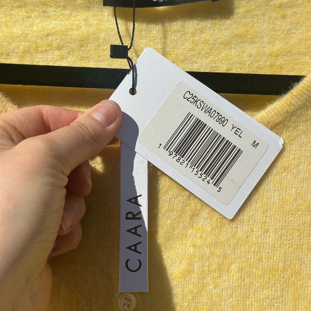 Women's Yellow Cardigan Sweater - Picture 3 of 4